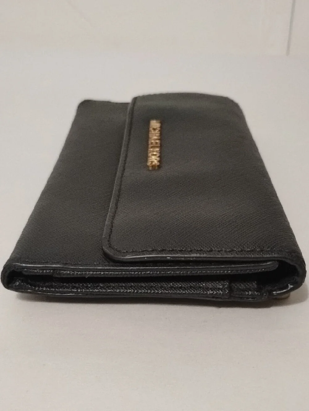 Michael Kors Jet Set Travel Black Leather Card Holder with Gold‎ Logo